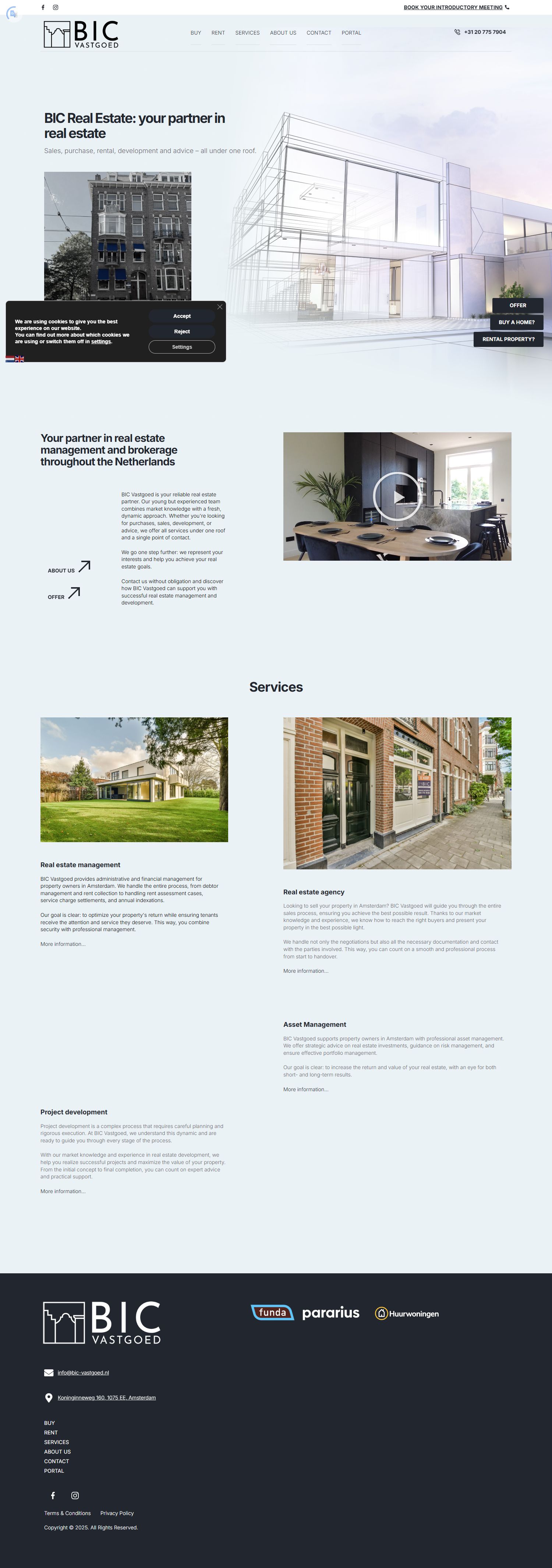 Screenshot van de website van www.bic-vastgoed.nl