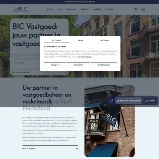 Capture d'écran du site web de bic-vastgoed.nl