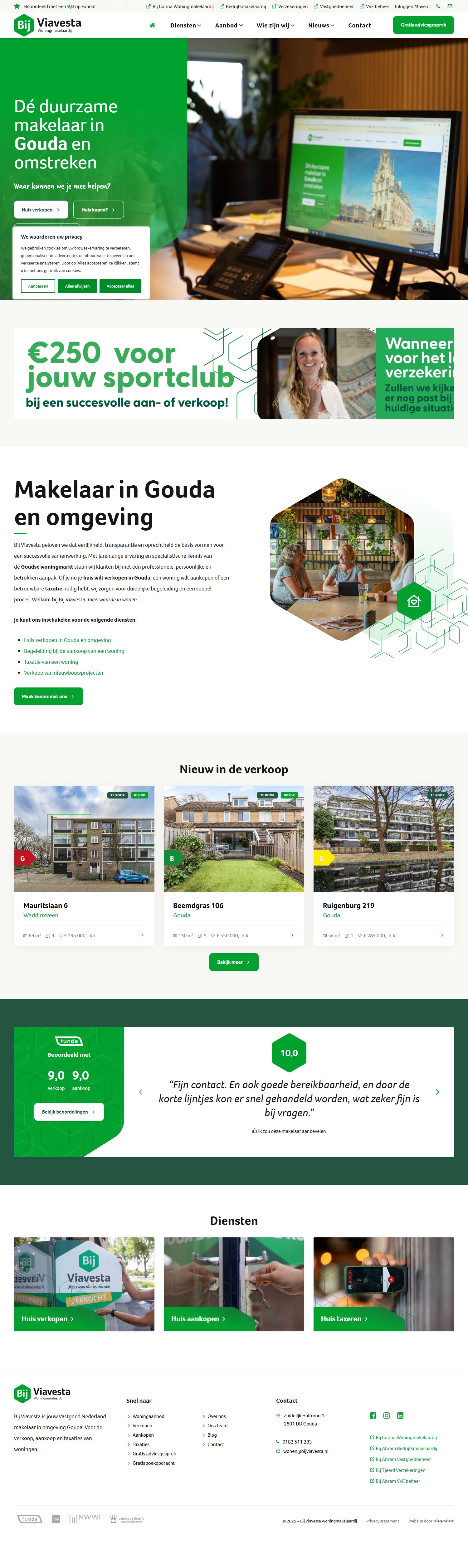 Screenshot van de website van www.bijviavesta.nl