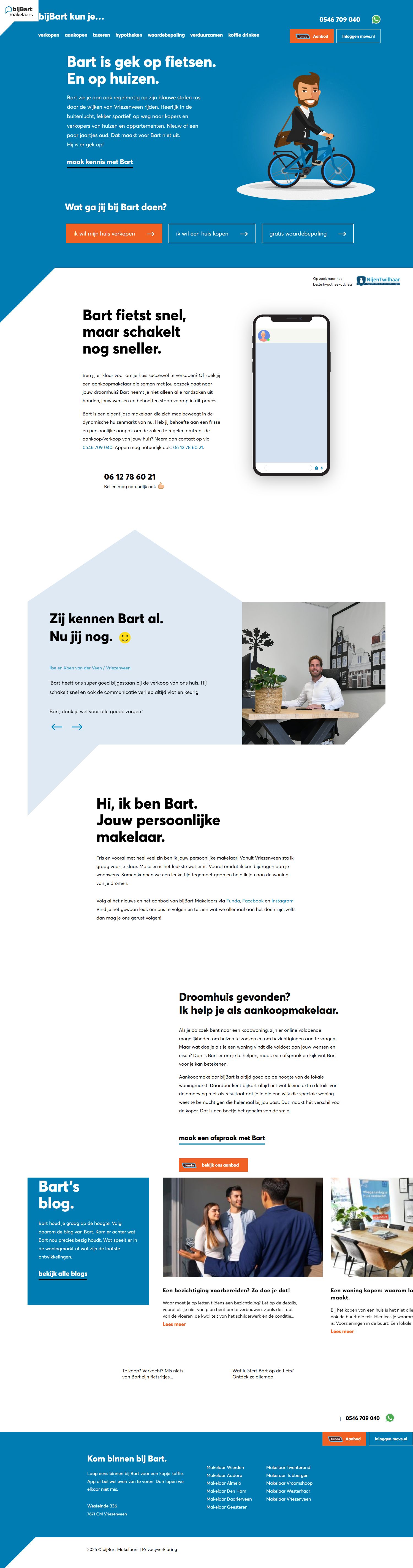 Screenshot van de website van www.bijbartmakelaars.nl