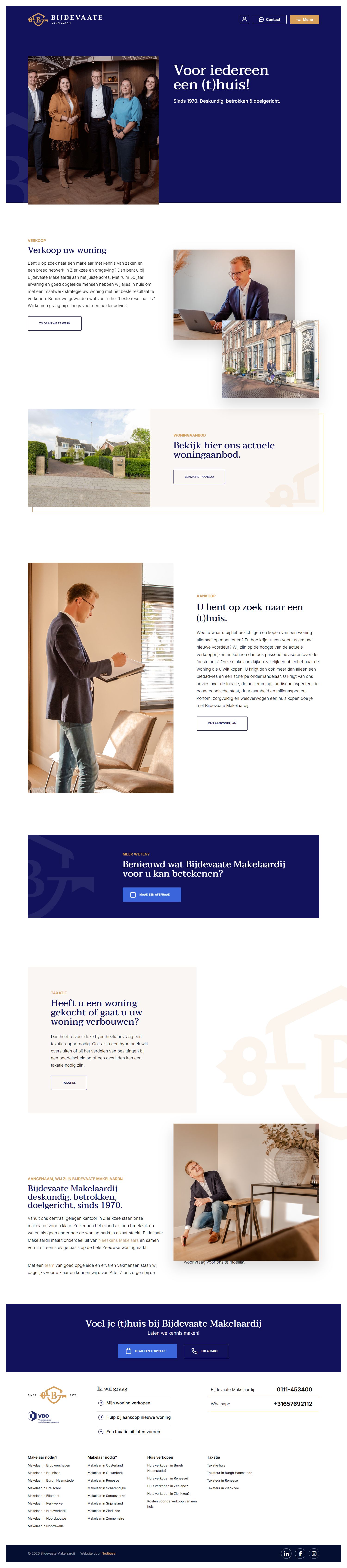 Screenshot van de website van www.bijdevaatemakelaardij.nl