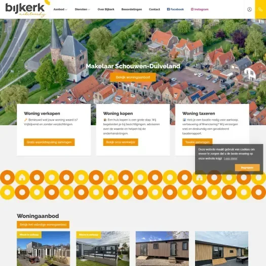 Screenshot van de website van www.bijkerkmakelaardij.nl