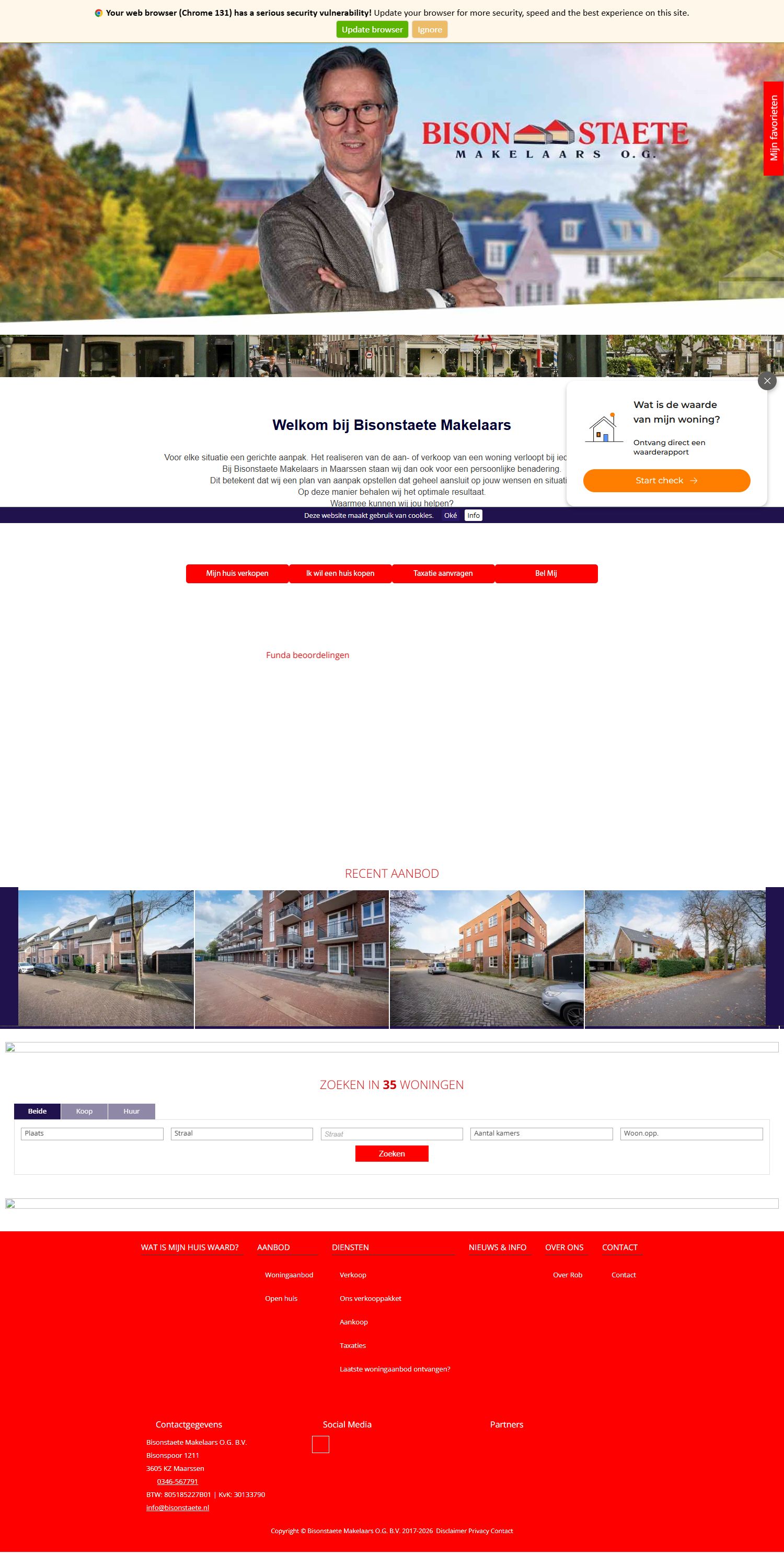 Screenshot van de website van www.bisonstaete.nl