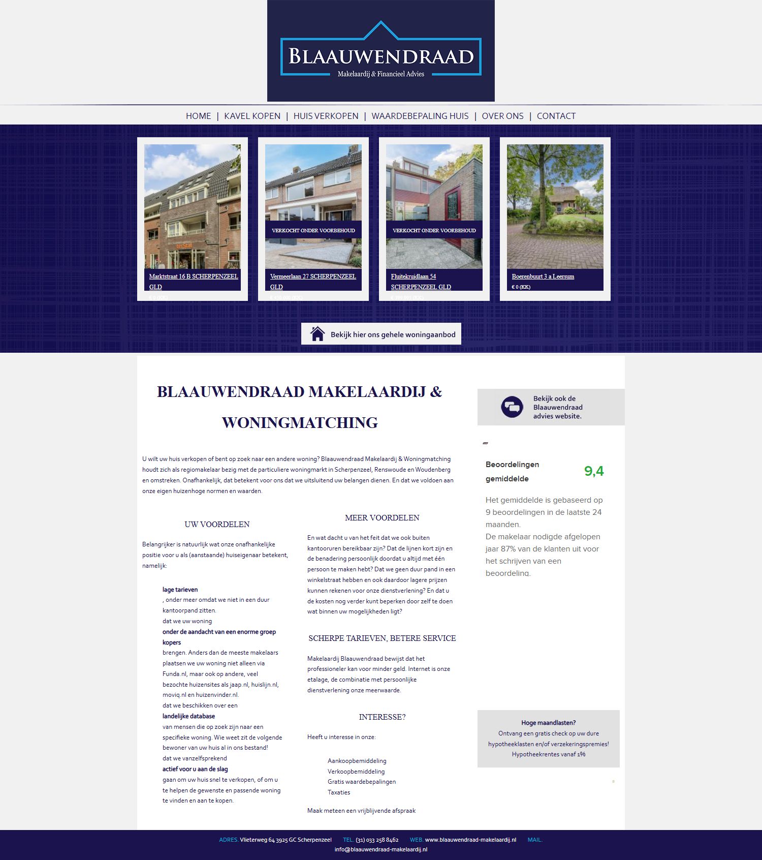 Screenshot van de website van www.blaauwendraad-makelaardij.nl