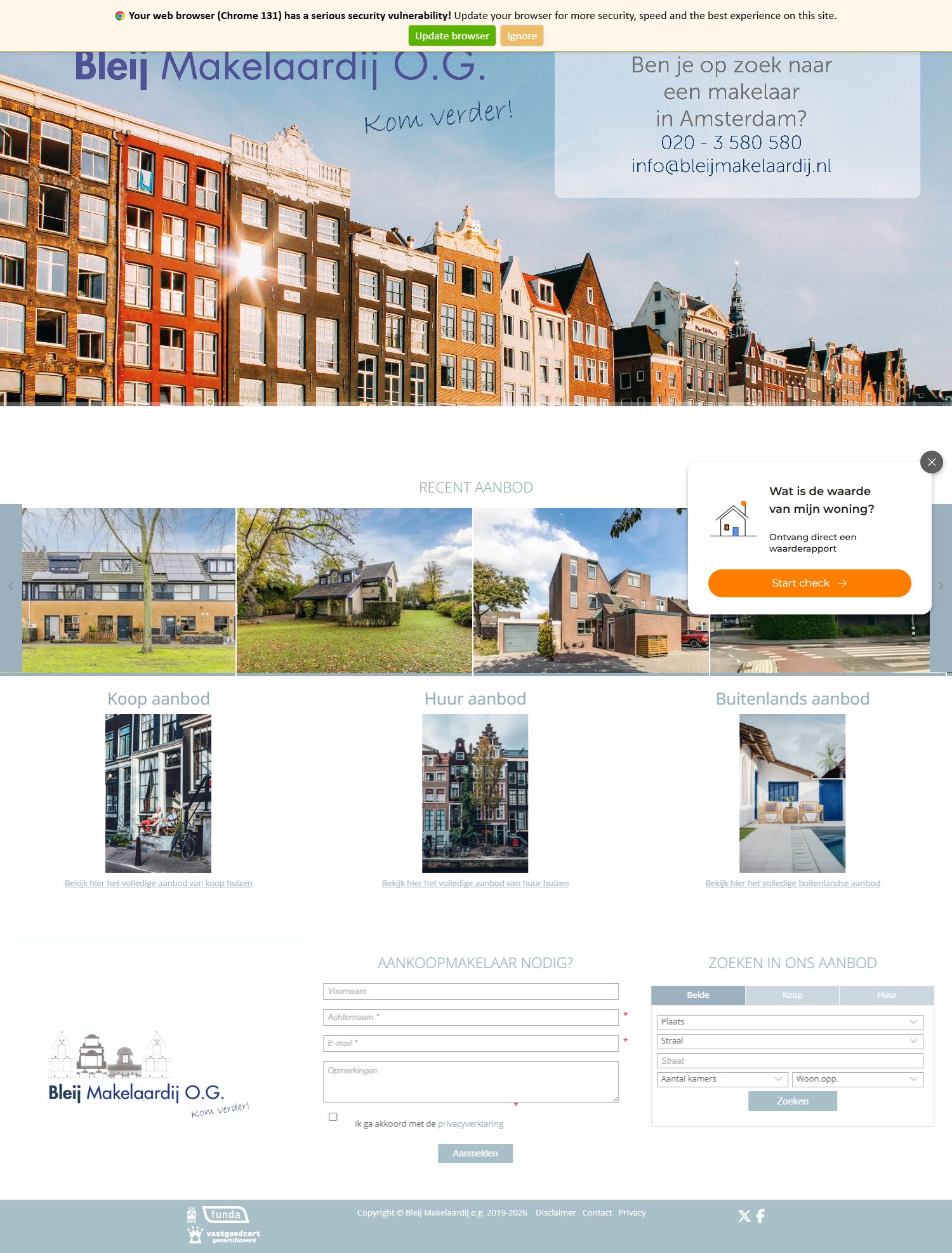 Screenshot van de website van www.bleijmakelaardij.nl