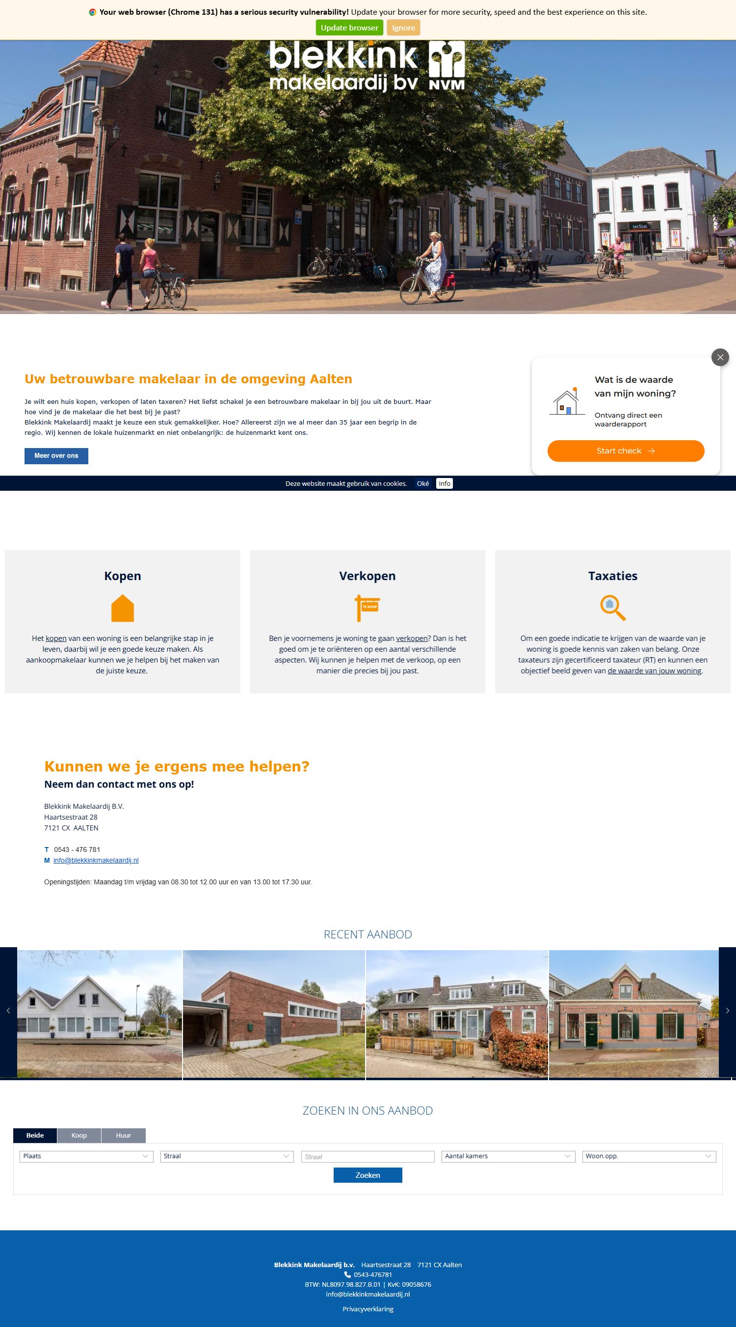 Screenshot van de website van www.blekkinkmakelaardij.nl