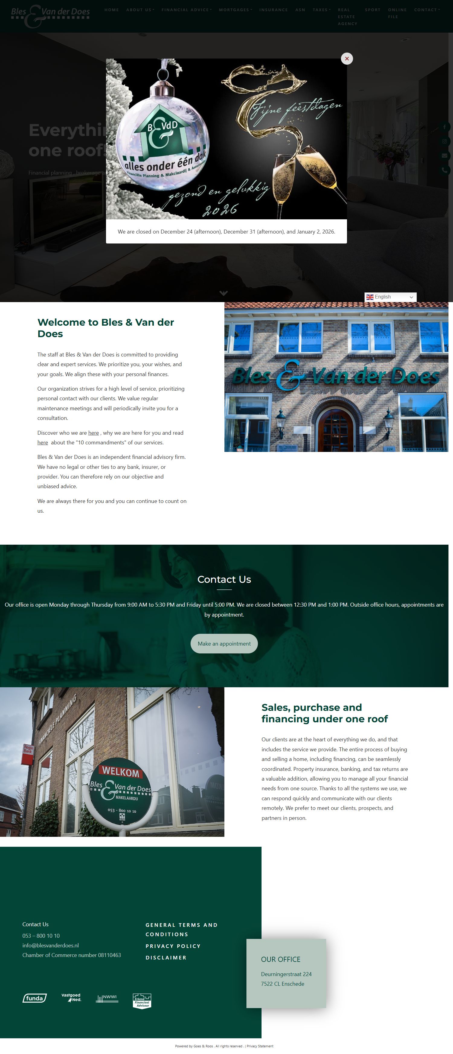 Screenshot van de website van www.blesvanderdoes.nl