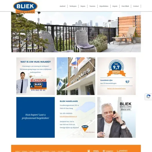 Screenshot van de website van www.bliekmakelaars.nl
