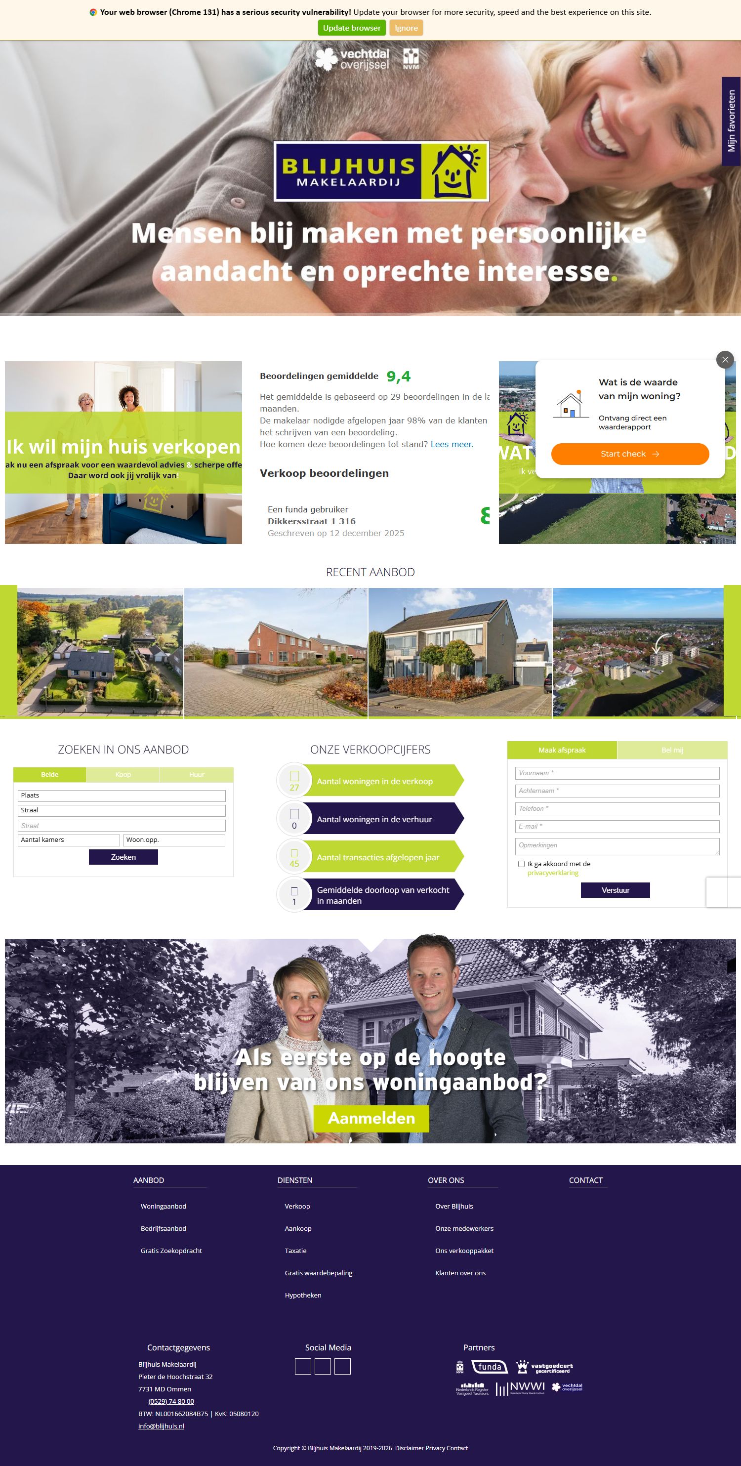 Screenshot van de website van www.blijhuis.nl