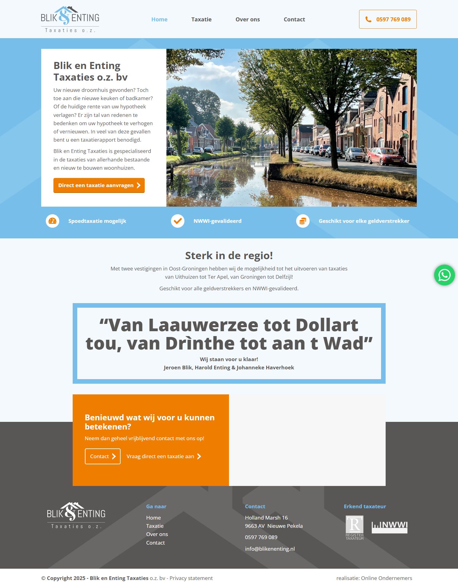 Screenshot van de website van www.blikenenting.nl