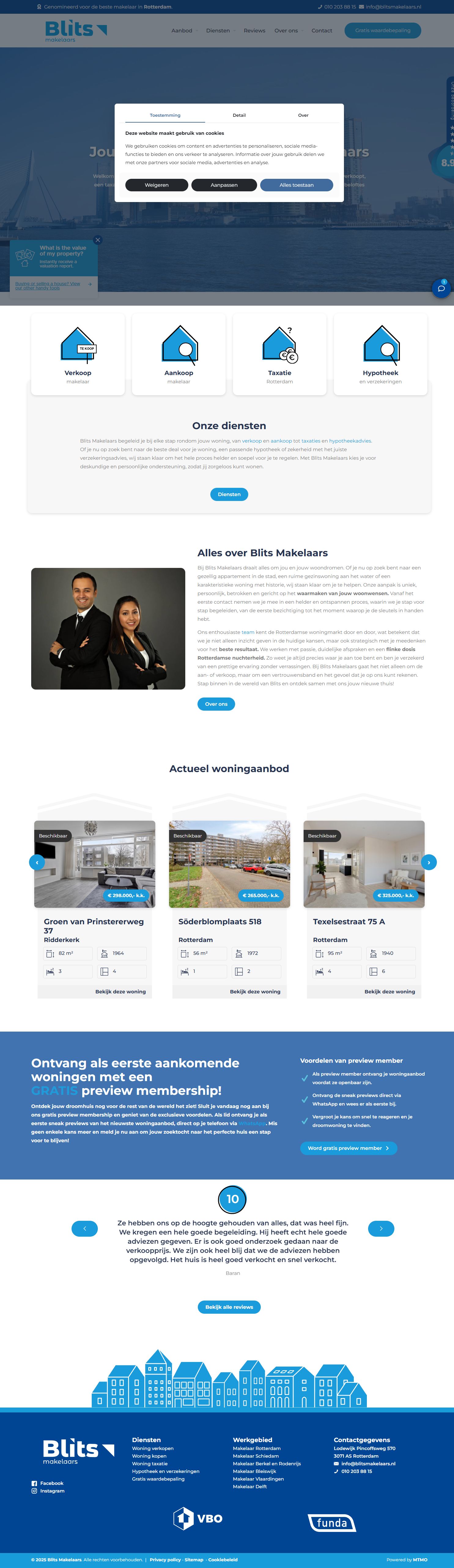 Screenshot van de website van www.blitsmakelaars.nl