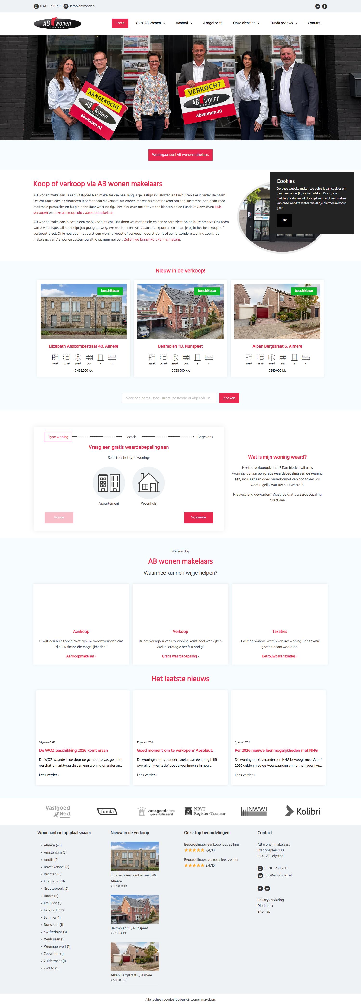 Screenshot van de website van www.bloemendaalmakelaars.nl