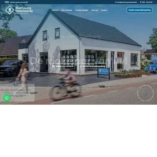 Screenshot of the website of www.bluelivingmakelaardij.nl