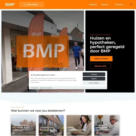 Screenshot van de website van www.bmpwonen.nl
