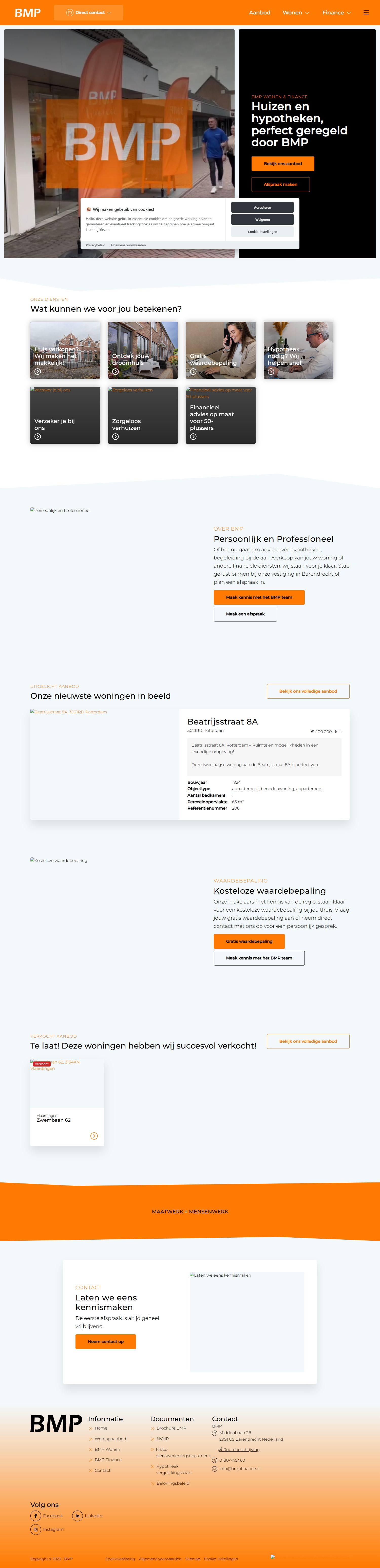 Screenshot van de website van www.bmpwonen.nl