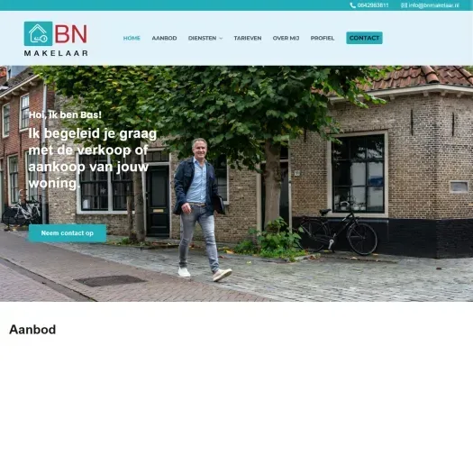Screenshot of the website of www.bnmakelaar.nl
