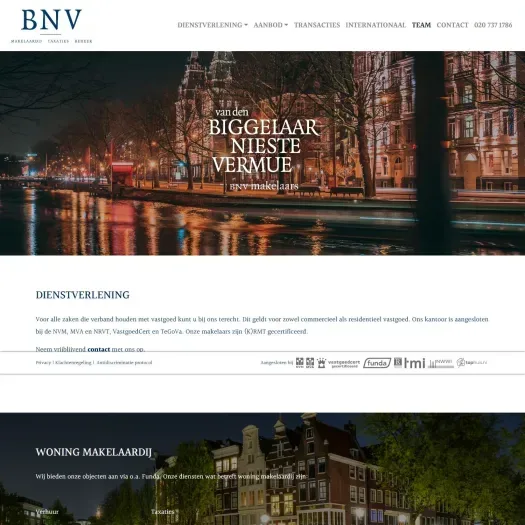 Screenshot of the website of www.bnv.nl