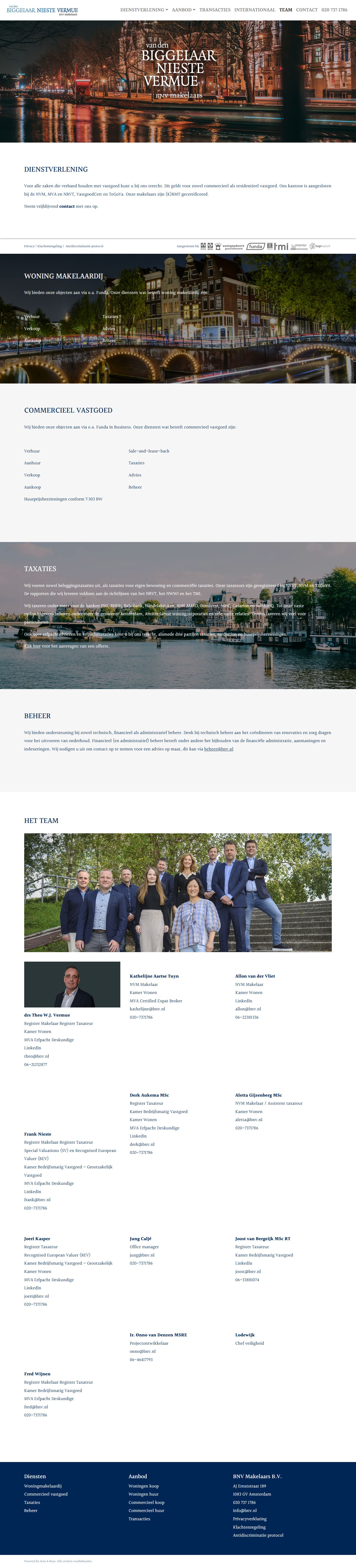 Screenshot van de website van www.bnvmakelaars.nl