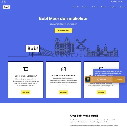 Screenshot der Website von www.bob-makelaardij.nl