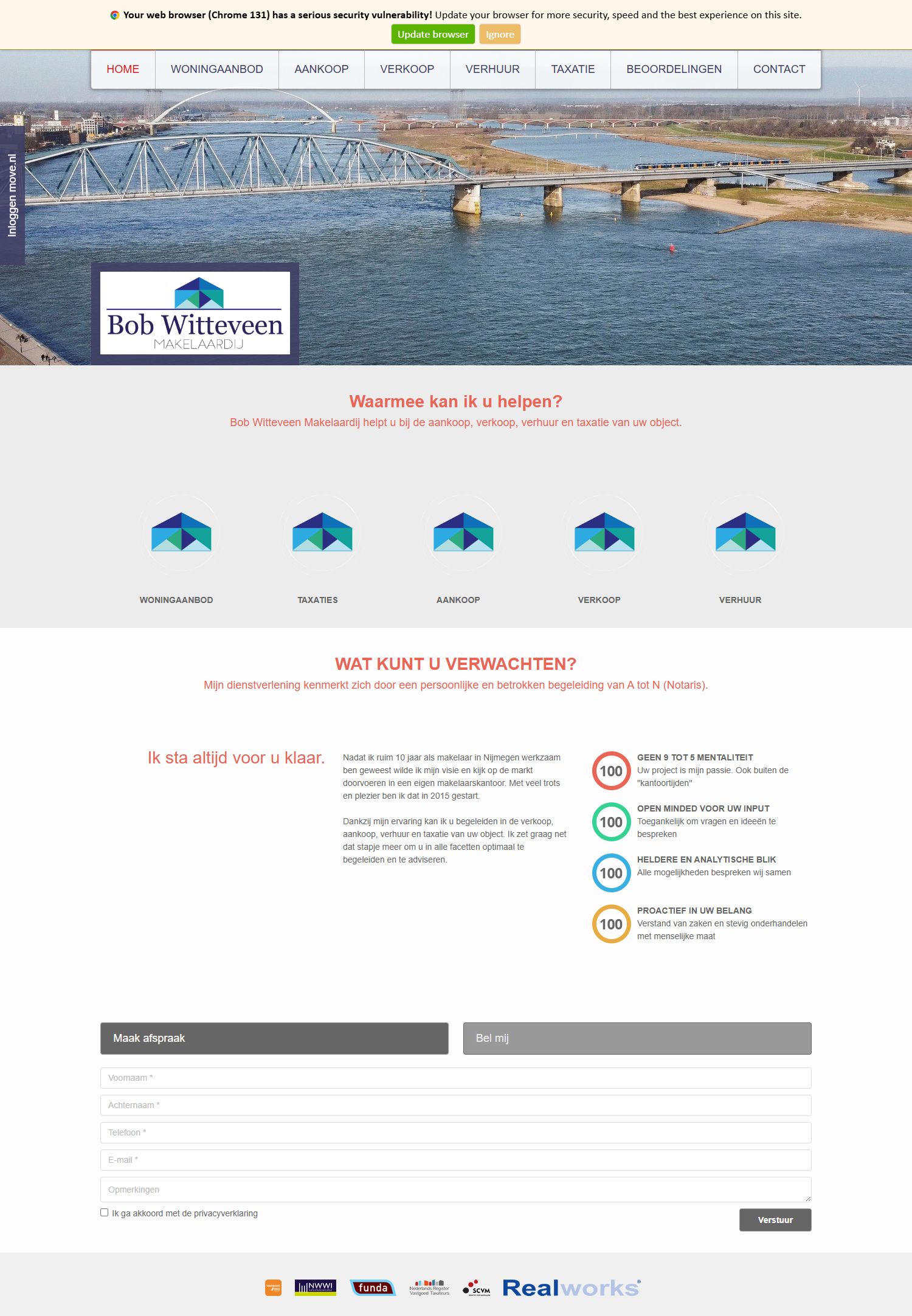 Screenshot van de website van www.bobwitteveenmakelaardij.nl