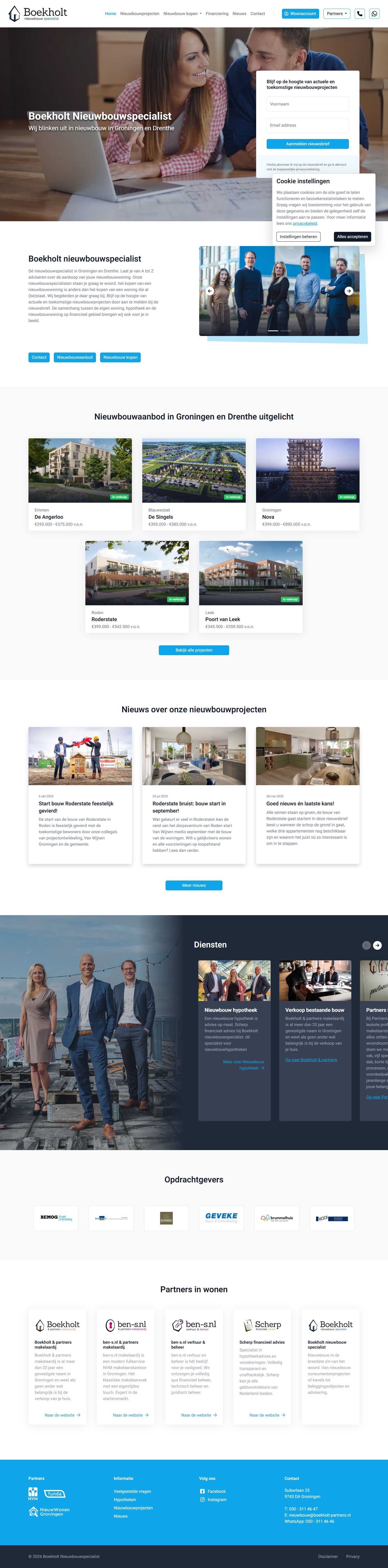 Screenshot van de website van www.boekholtnieuwbouwspecialist.nl