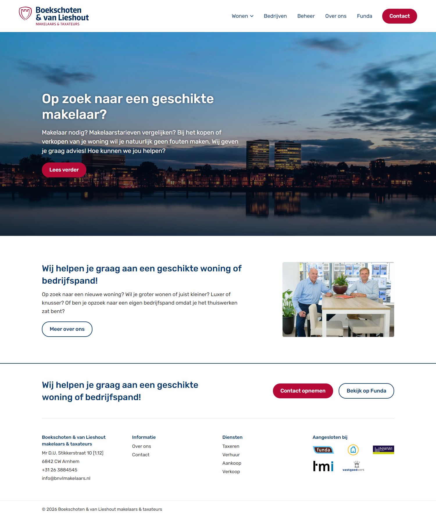 Screenshot van de website van www.bnvlmakelaars.nl