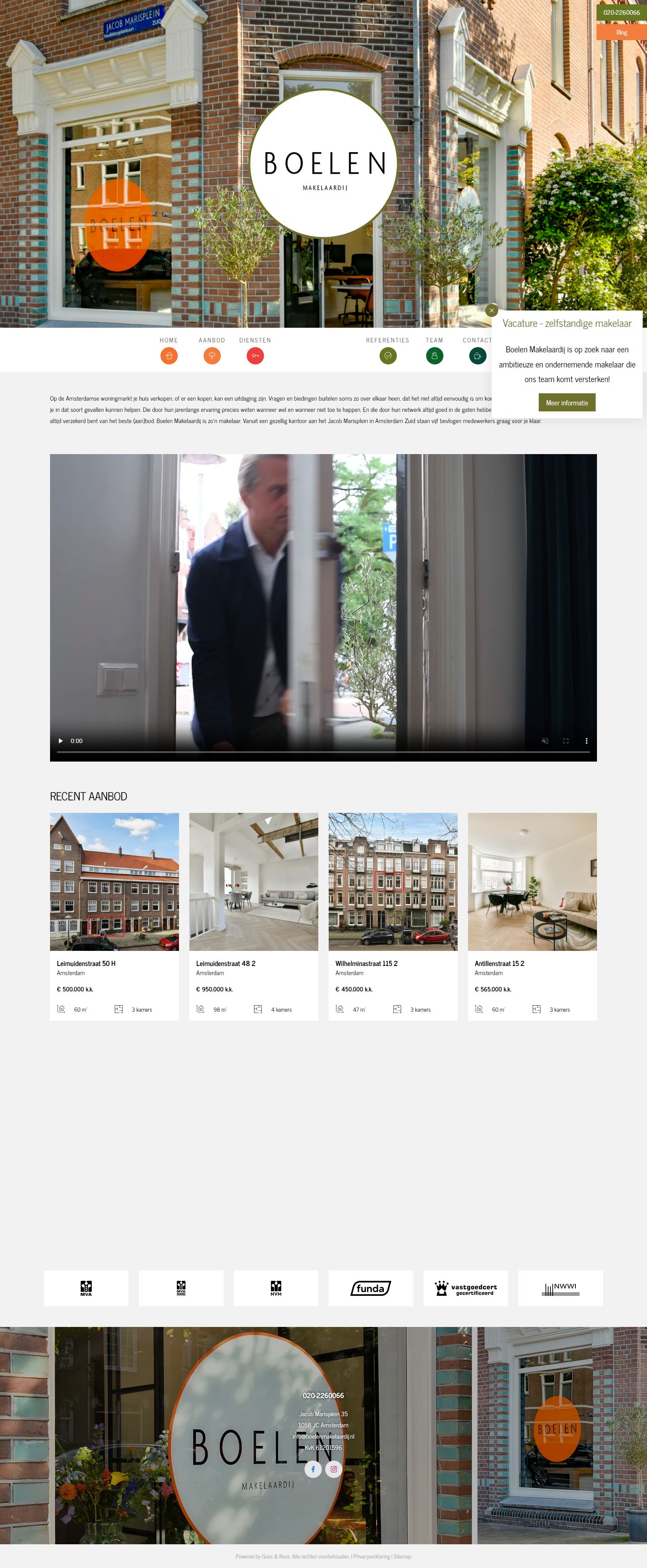 Screenshot van de website van www.boelenmakelaardij.nl