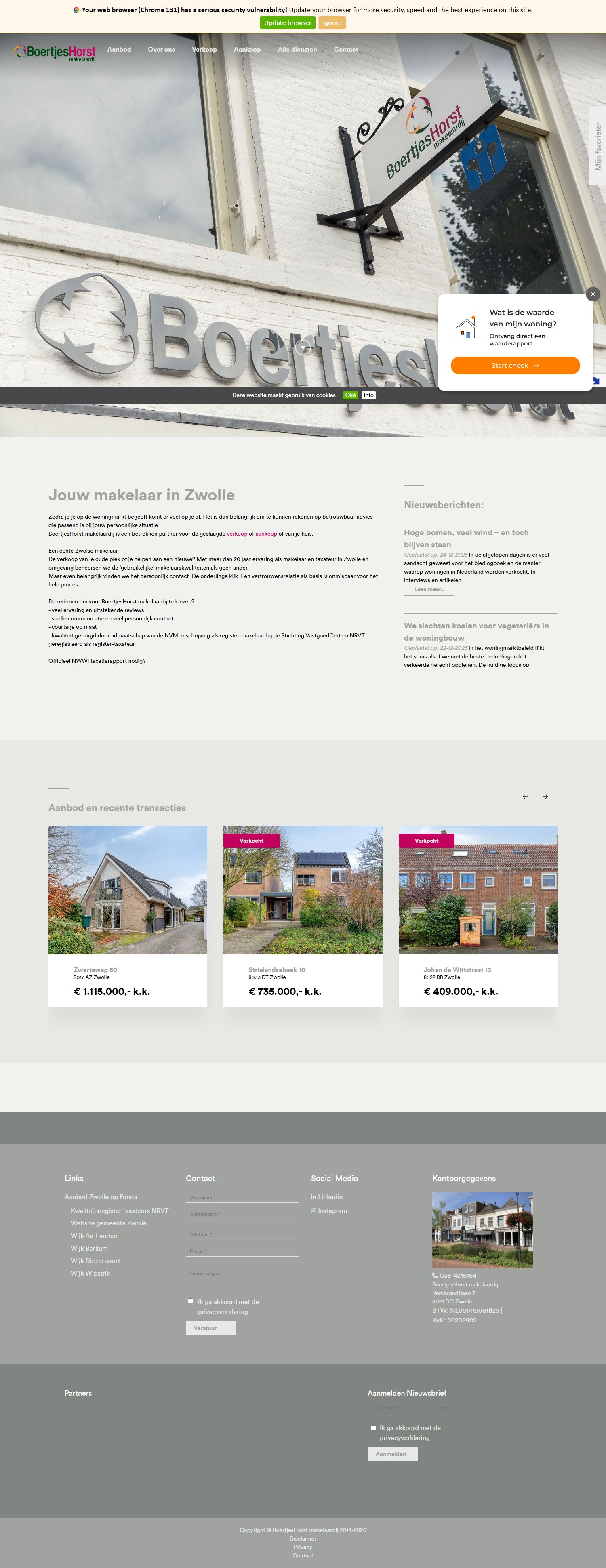 Screenshot van de website van www.boertjeshorst.nl
