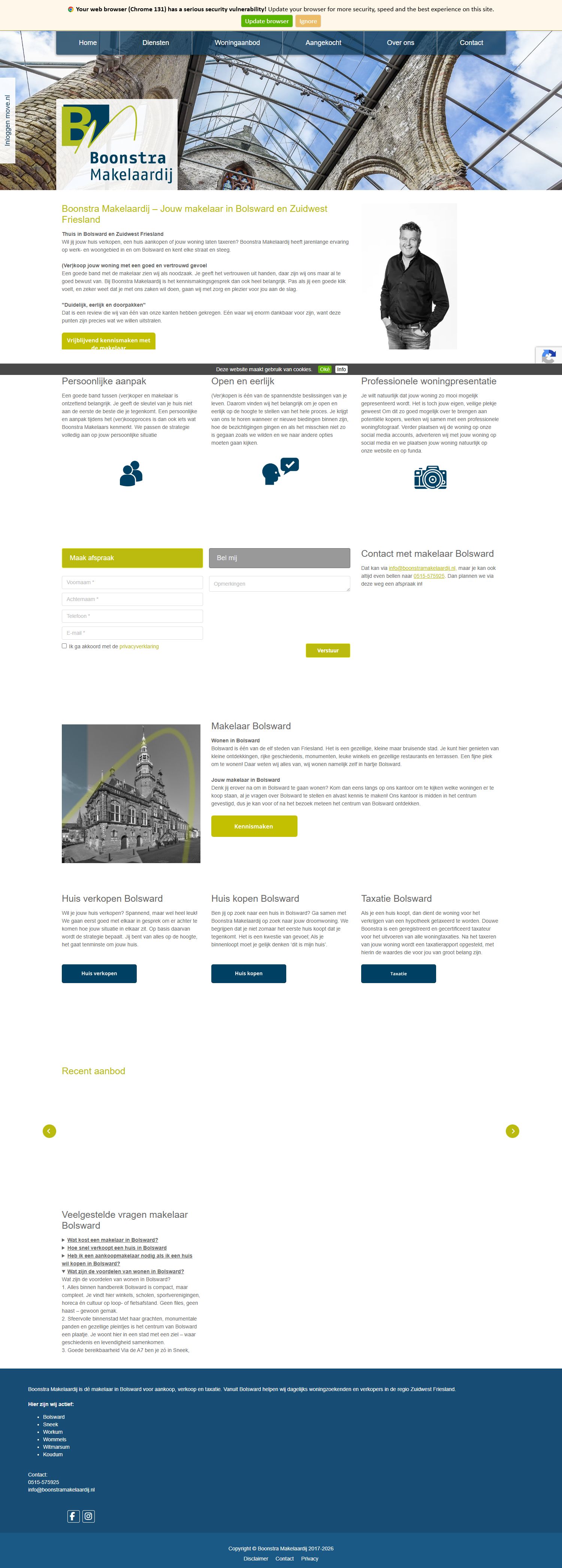 Screenshot van de website van www.boonstramakelaardij.nl