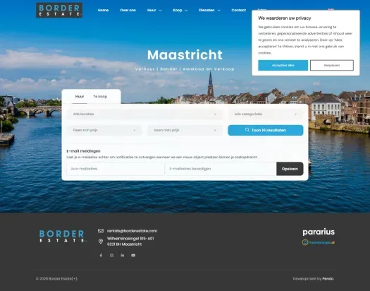 Screenshot van de website van borderestate.com