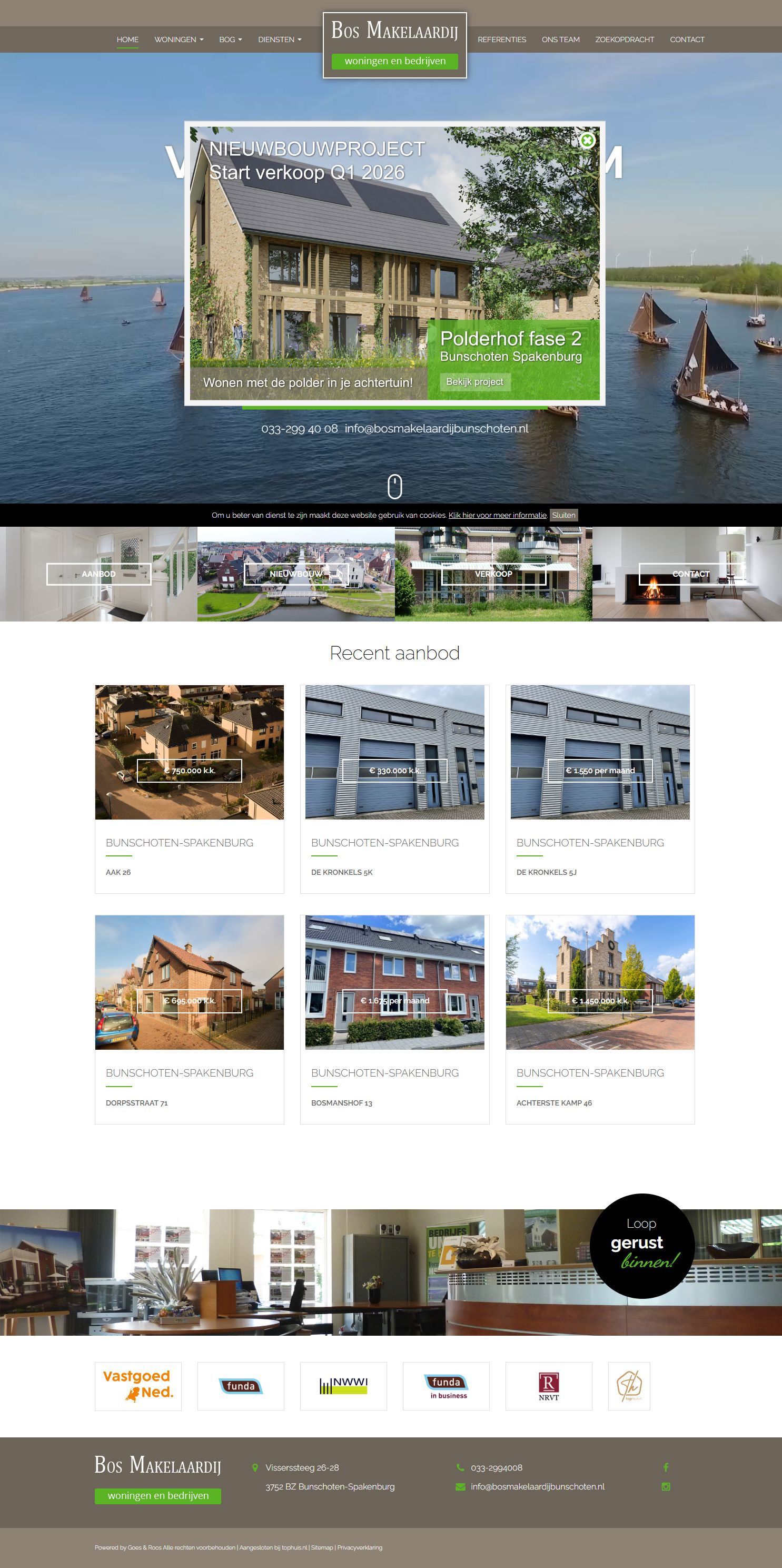 Screenshot van de website van www.bosmakelaardijbunschoten.nl
