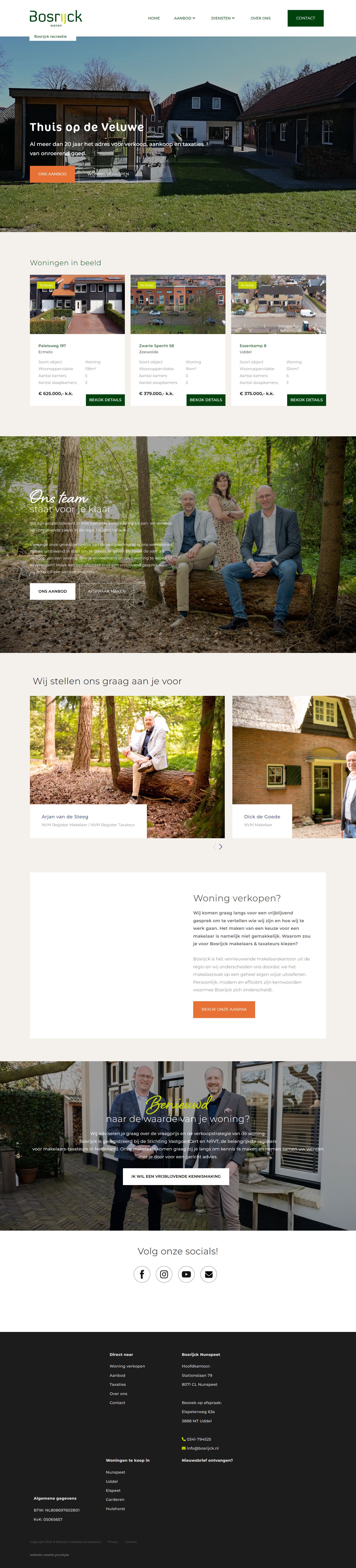 Screenshot van de website van www.bosrijck.nl