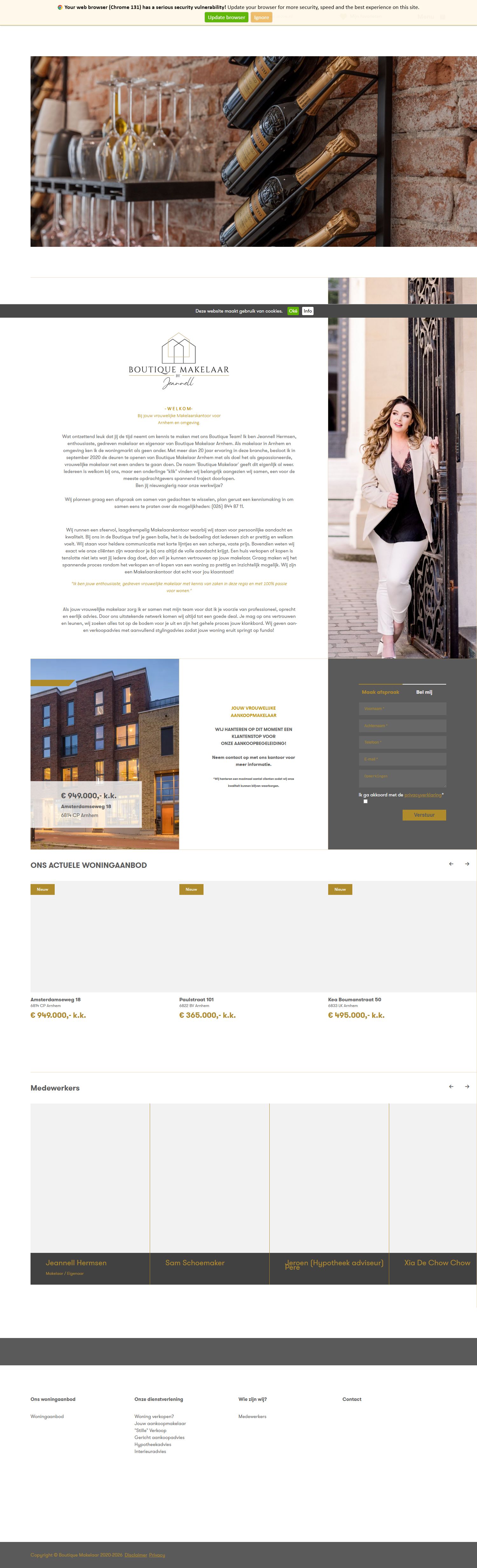 Screenshot van de website van www.boutiquemakelaar.nl