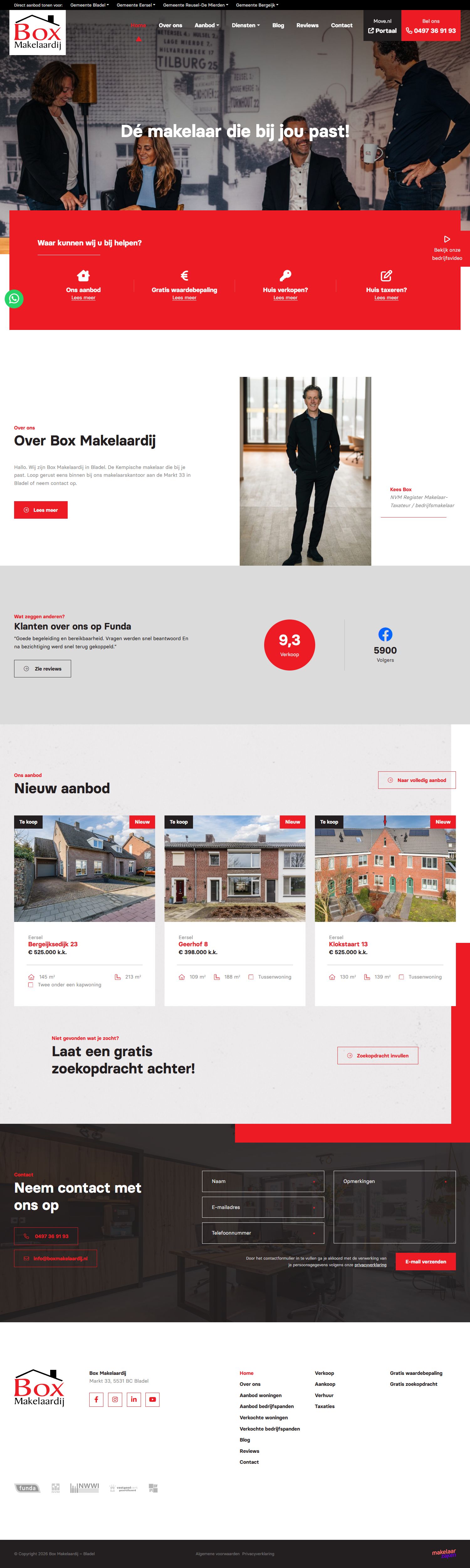 Screenshot van de website van www.boxmakelaardij.nl
