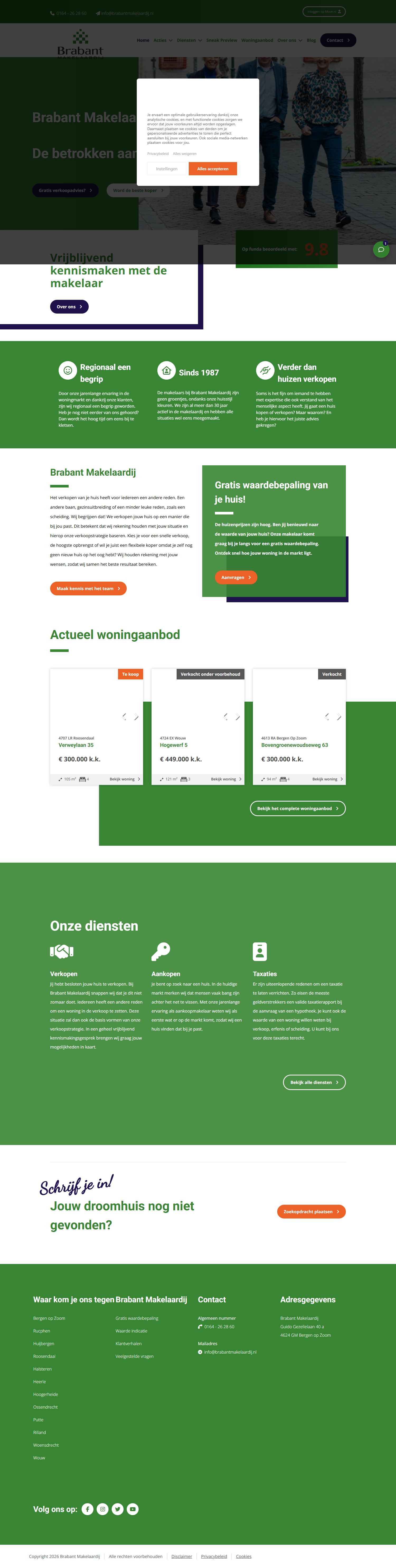 Screenshot van de website van www.brabantmakelaardij.nl