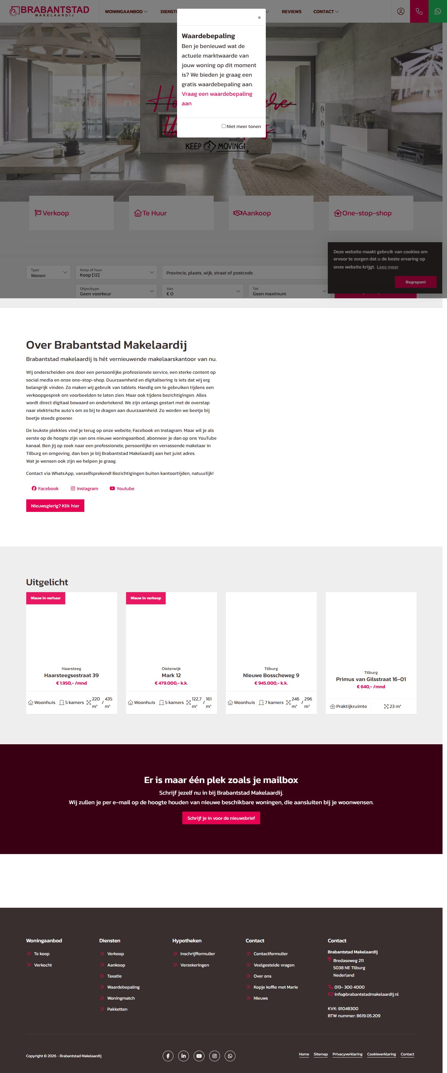 Screenshot van de website van www.brabantstadmakelaardij.nl