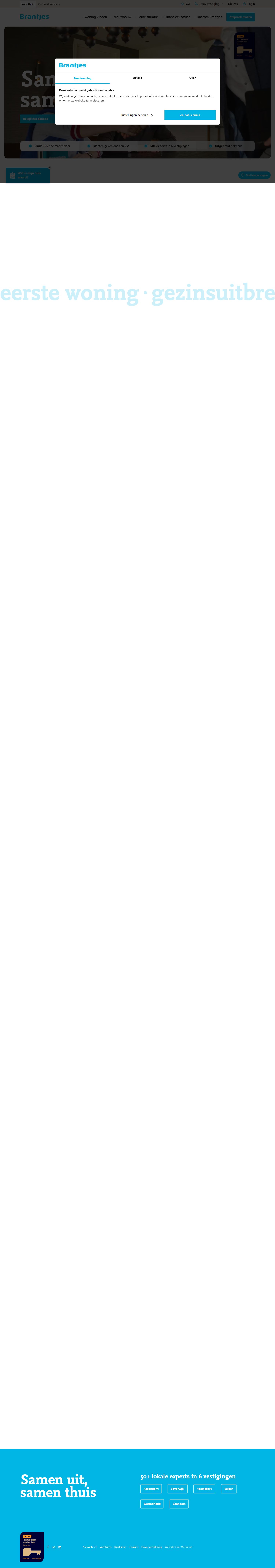 Screenshot van de website van www.brantjesmakelaars.nl
