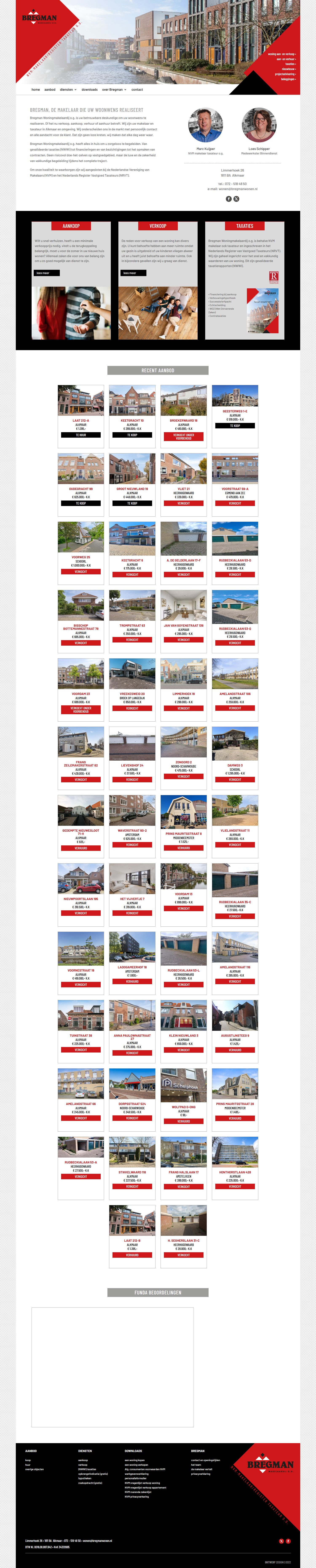 Screenshot van de website van www.bregmanwonen.nl