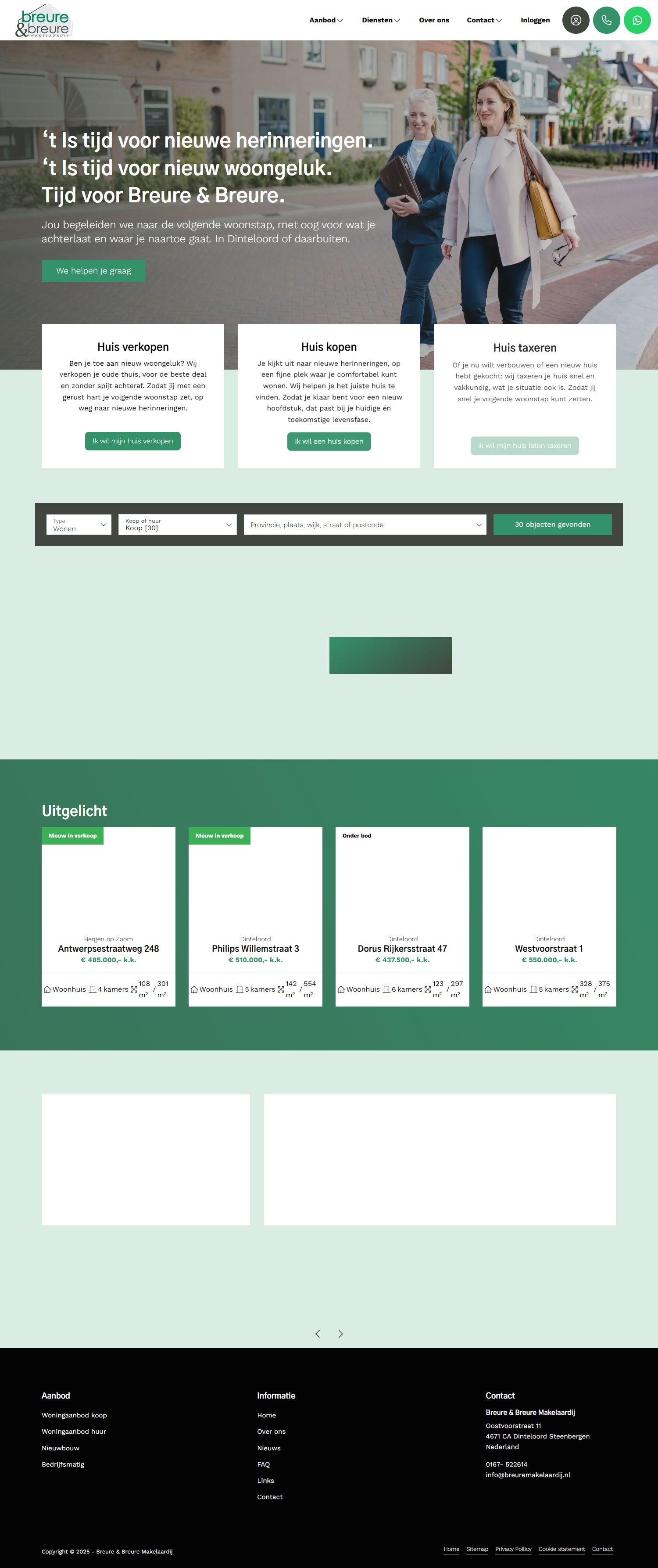 Screenshot van de website van www.breuremakelaardij.nl