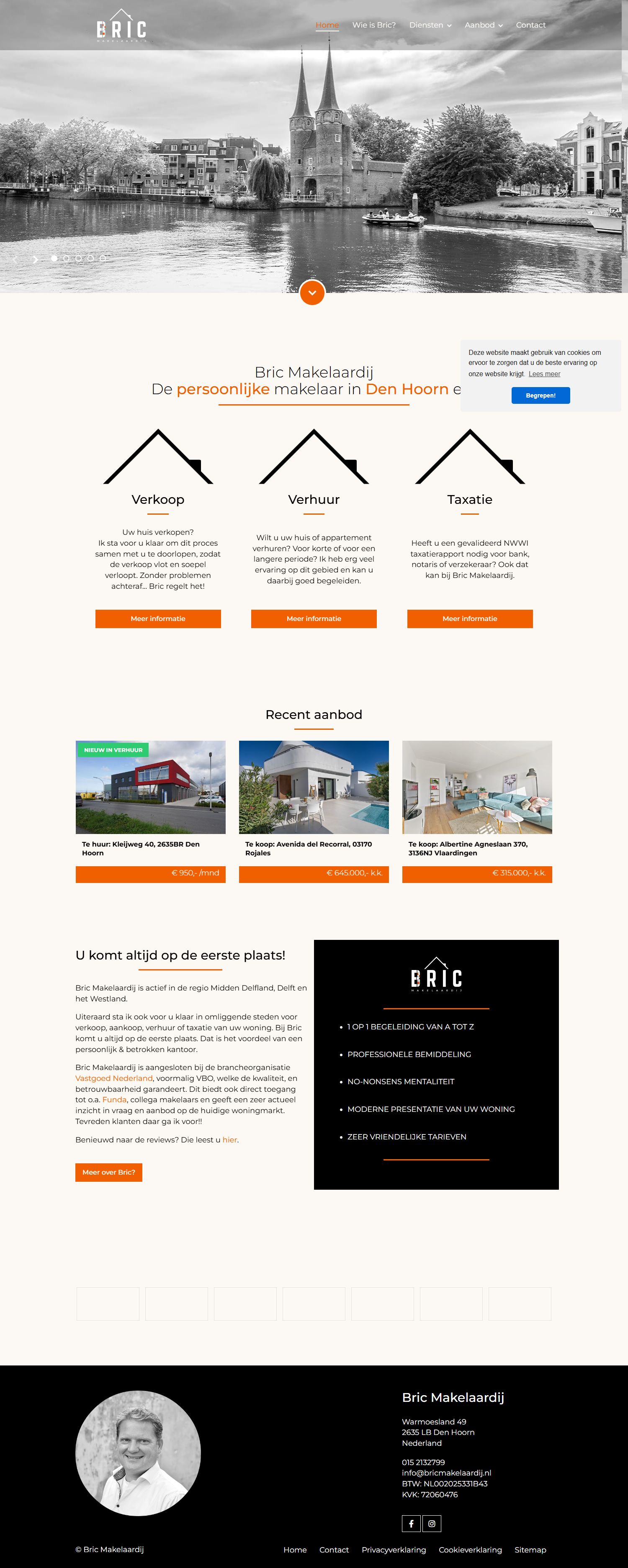 Screenshot van de website van www.bricmakelaardij.nl