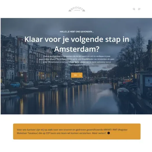 Screenshot of the website of www.bridgesmakelaars.nl