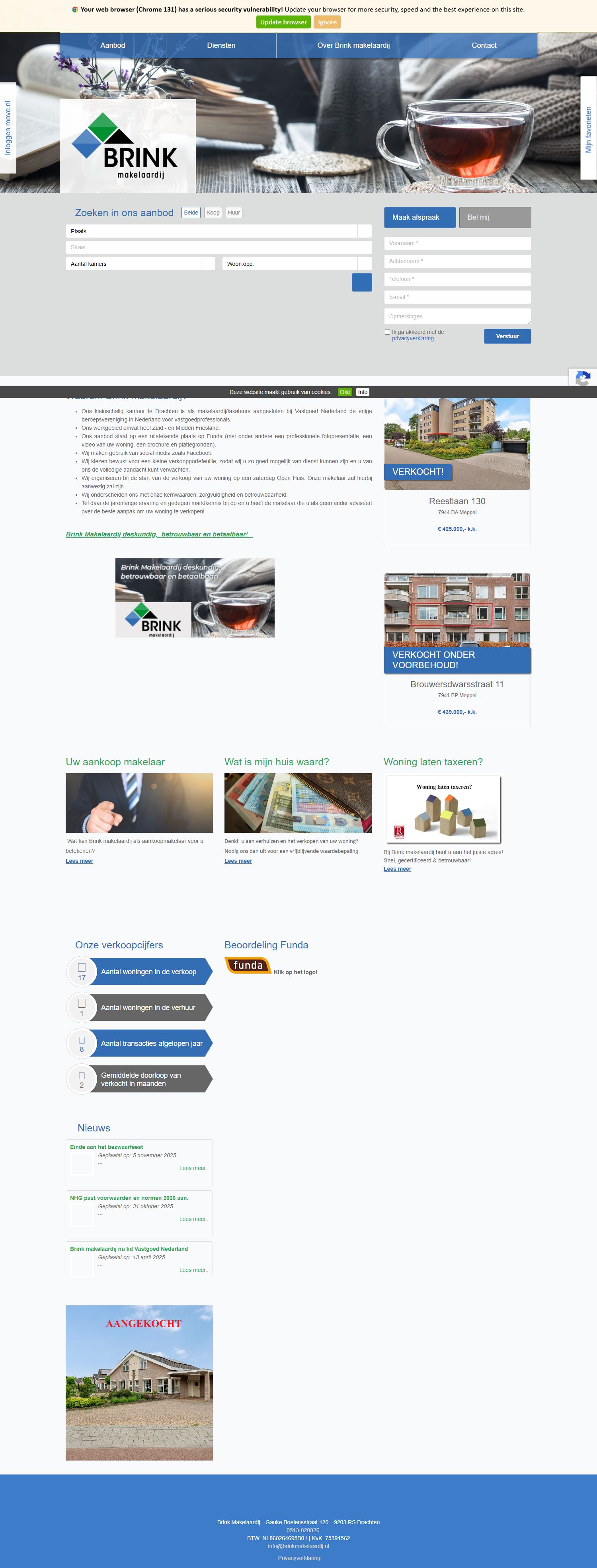 Screenshot van de website van www.brinkmakelaardij.nl