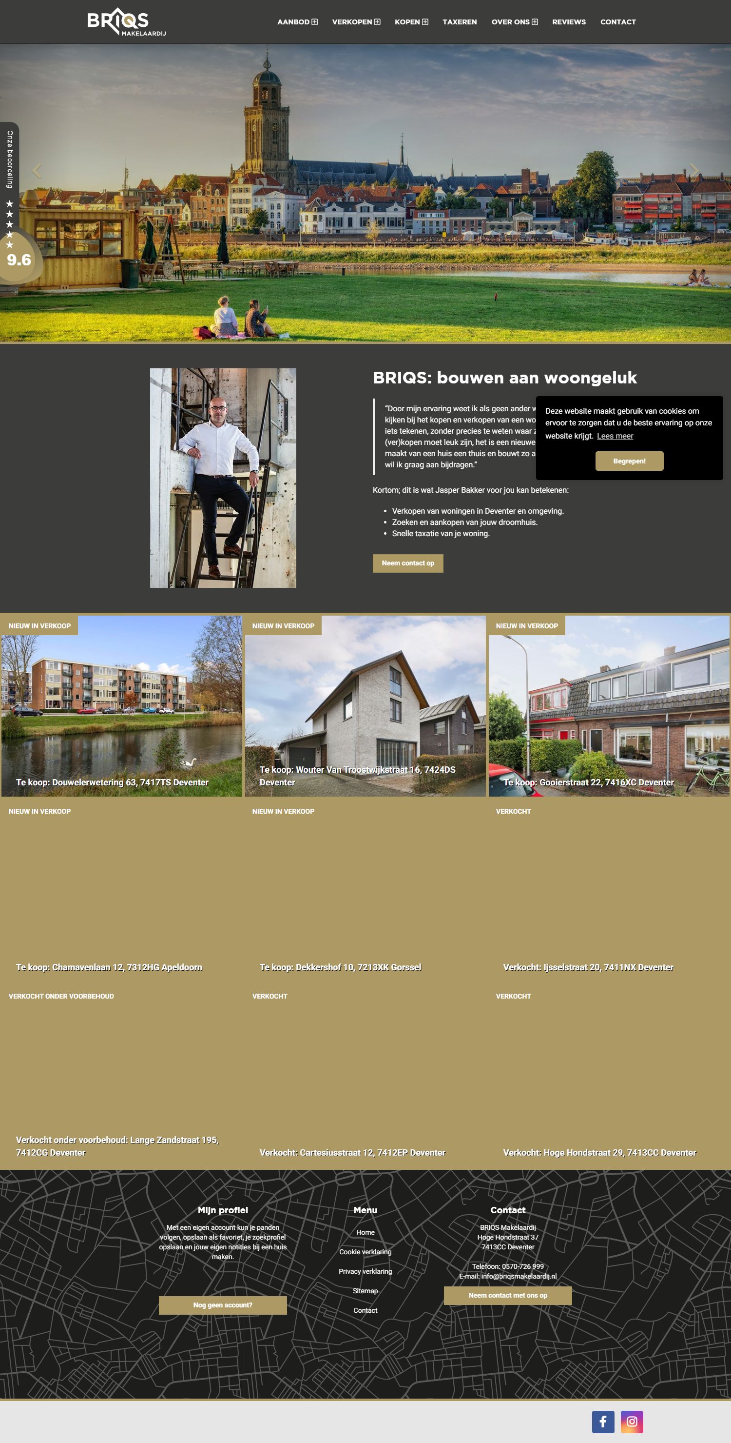 Screenshot van de website van www.briqsmakelaardij.nl
