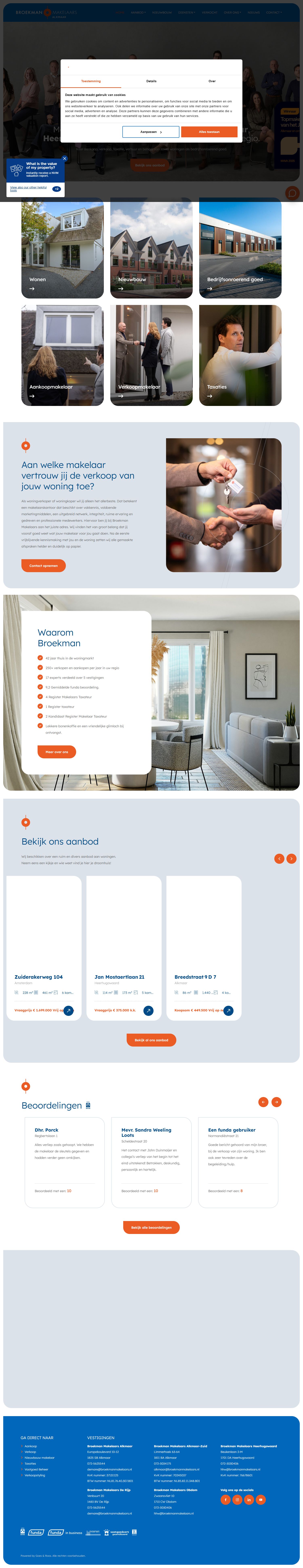 Screenshot van de website van www.broekmanmakelaars.nl