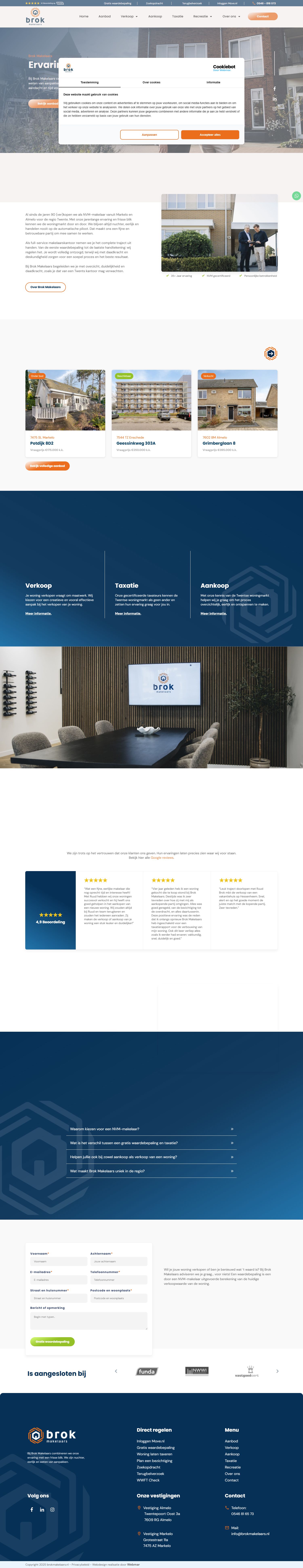 Screenshot van de website van www.brokmakelaars.nl
