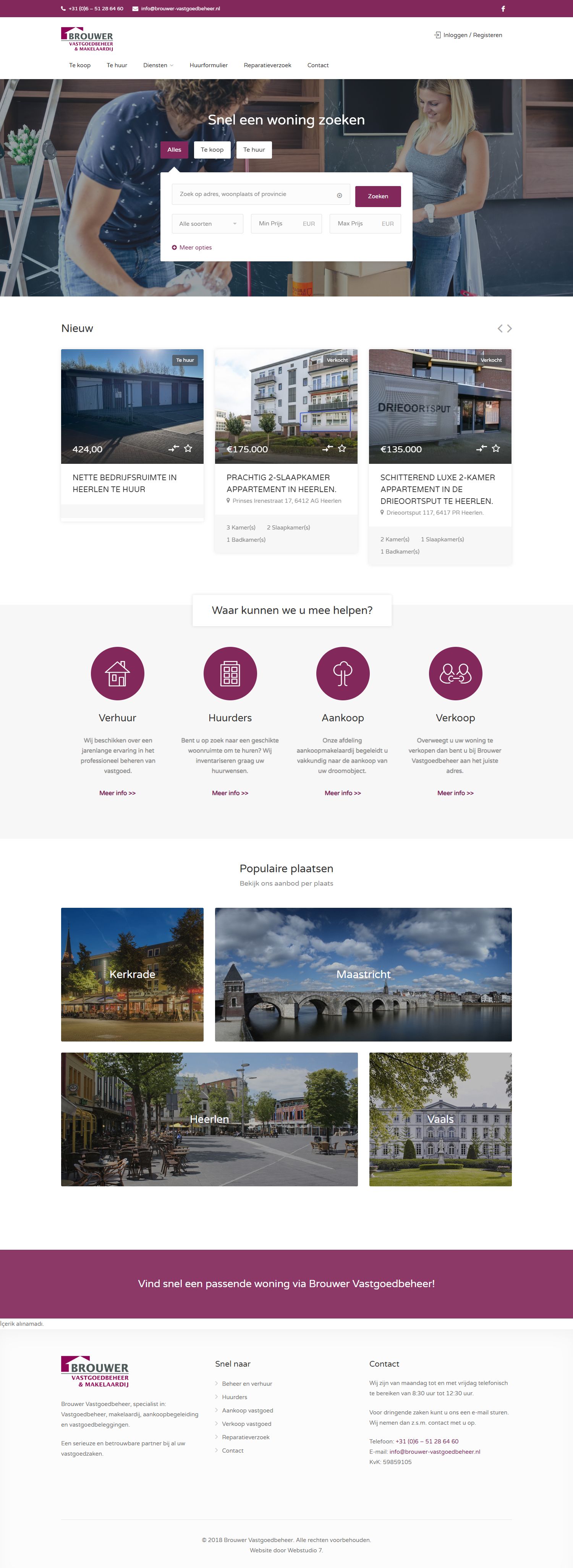Screenshot van de website van www.brouwer-vastgoedbeheer.nl