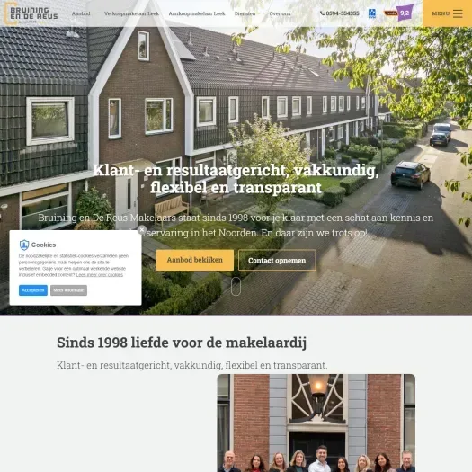 Screenshot of the website of www.bruiningdereus.nl