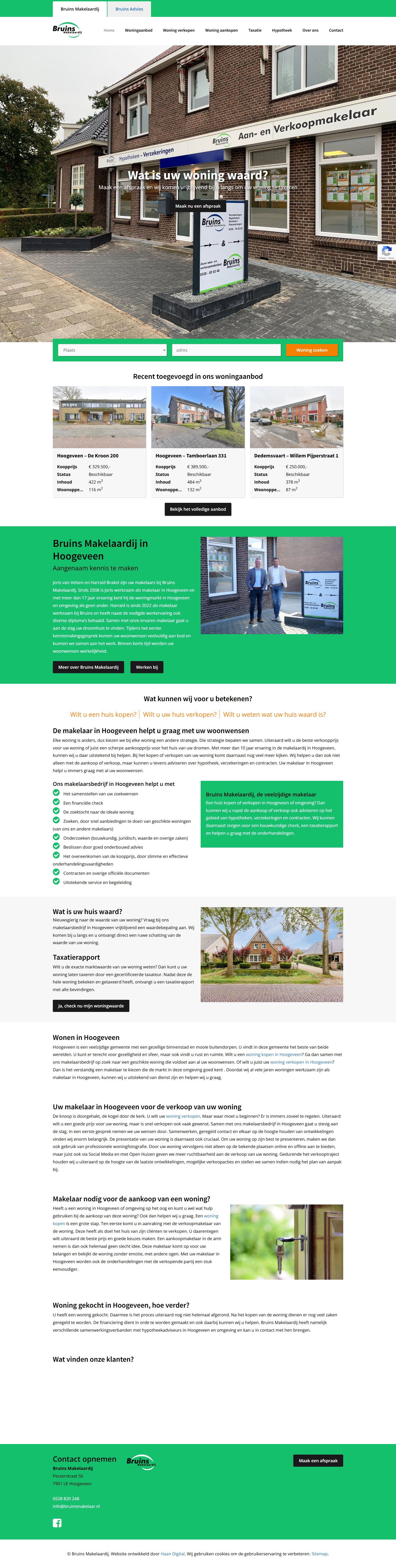 Screenshot van de website van www.bruinsmakelaar.nl