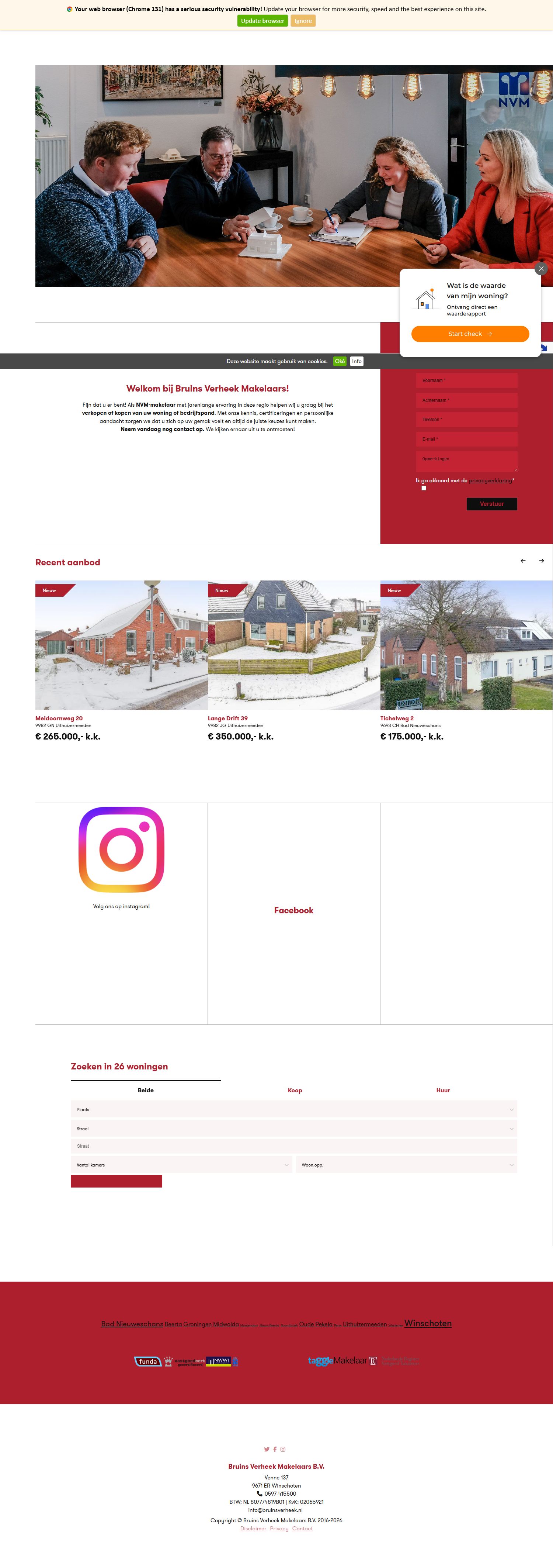 Screenshot van de website van www.bruinsverheek.nl