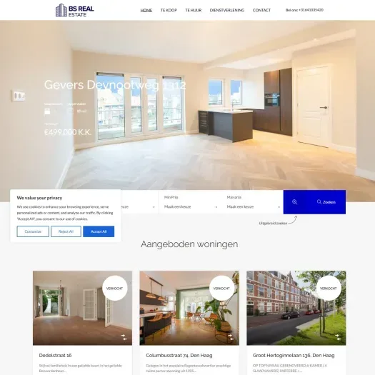 Capture d'écran du site web de www.bsrealestate.nl